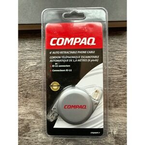 Compaq 6 Foot Auto Retractable Phone Cable Cord RJ11 Connectors New